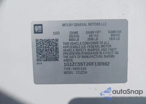 2024 Chevrolet Malibu Fwd 1Fl from USA, damaged, VIN 1G1ZC5ST2RF130982